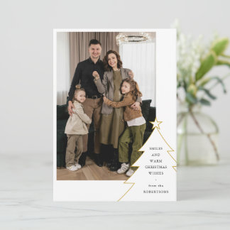 Simple Family Photo Christmas Tree Holiday Card