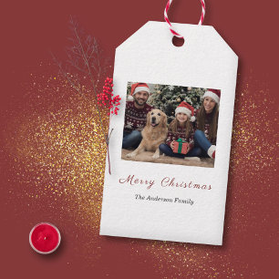 Simple Family Photo Merry Christmas Gift Tags