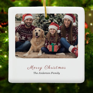 Simple Family Photo Merry Christmas Ornament
