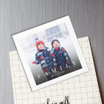 Simple Family Photo Typography Minimalist Elegant Magnet<br><div class="desc">This design features a simple minimalist family photo custom wall art with a square picture typography template, black feathered edge vignette border, clean-lined simplistic modern classic, traditional classy timeless contemporary, minimal white text overlay, creative photo wall home decor, family photo picture display, simple white border edge, home office dorm elegant...</div>