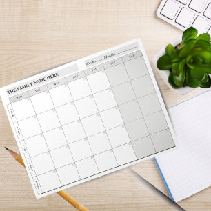 Simple Family Planner Calendar Notepad 2026