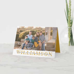 Simple Family Portrait Custom Yellow Last Name Card