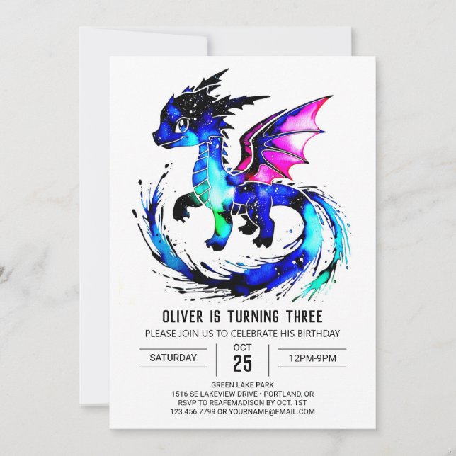  Simple Fantasy Dragon Digital Boy Birthday Invitation (Front)