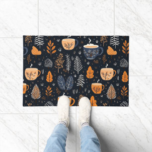 Simple Farmhouse Fall Leaves Foliage Pattern Doormat