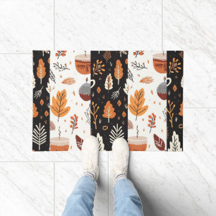 Simple Farmhouse Fall Leaves Modern Leaf Pattern Doormat
