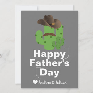 simple father's day, cactus shirt cowboy Moustache Holiday Card