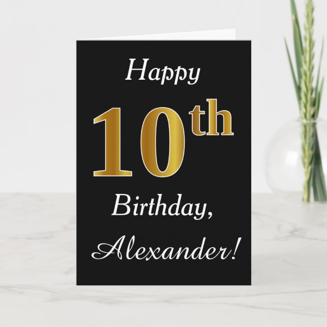 Simple Faux Gold 10e anniversaire + Carte de nom p (Devant)