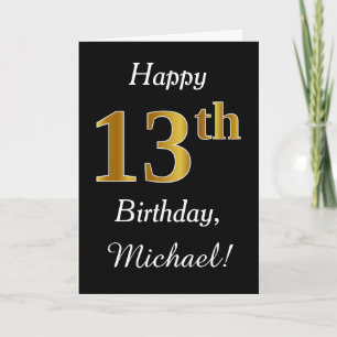 Simple Faux Gold 13e anniversaire + Carte de nom p