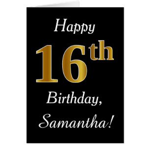 Simple Faux Gold 16e anniversaire + Carte de nom p