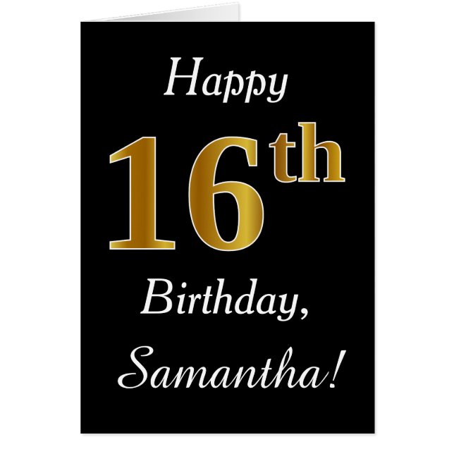 Simple Faux Gold 16e anniversaire + Carte de nom p (Devant)