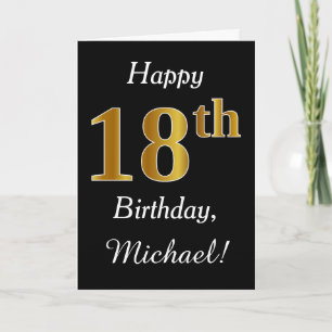 Simple Faux Gold 18e anniversaire + Carte de nom p