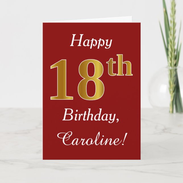 Simple Faux Gold 18e anniversaire + Carte de nom p (Devant)
