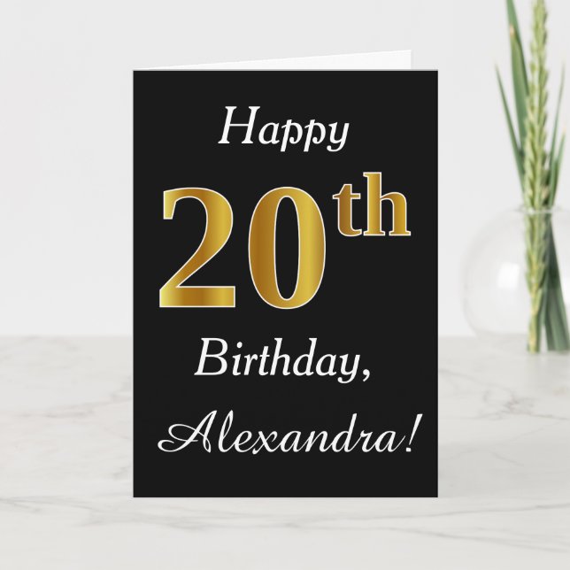 Simple Faux Gold 20e anniversaire + Carte de nom p (Devant)