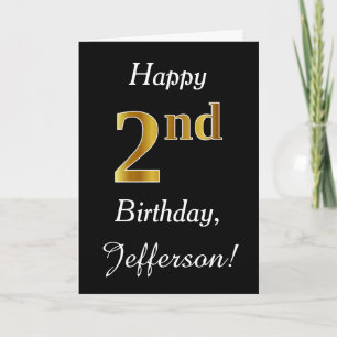 Simple Faux Gold 2nd Birthday + Custom Name Card