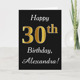 Simple Faux Gold 30th Birthday + Custom Name Card