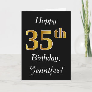 Simple Faux Gold 35th Birthday + Custom Name Card