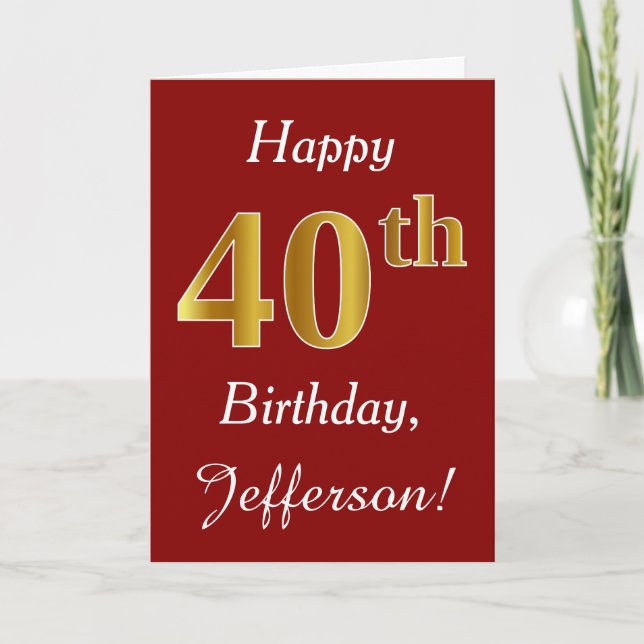 Simple Faux Gold 40e anniversaire + Carte de nom p (Devant)