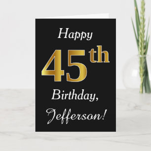 Simple Faux Gold 45th Birthday + Custom Name Card