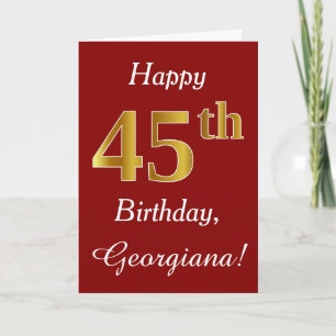 Simple Faux Gold 45th Birthday + Custom Name Card