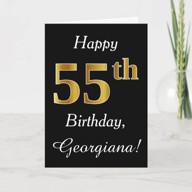 Simple Faux Gold 55e anniversaire + Carte de nom p (Devant)