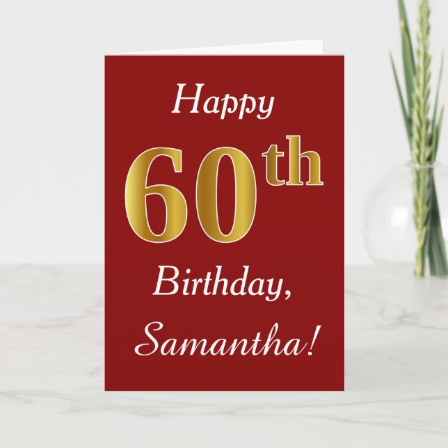 Simple Faux Gold 60e anniversaire + Carte de nom p (Devant)