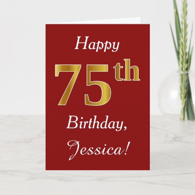 Simple Faux Gold 75e anniversaire + Carte de nom p (Devant)
