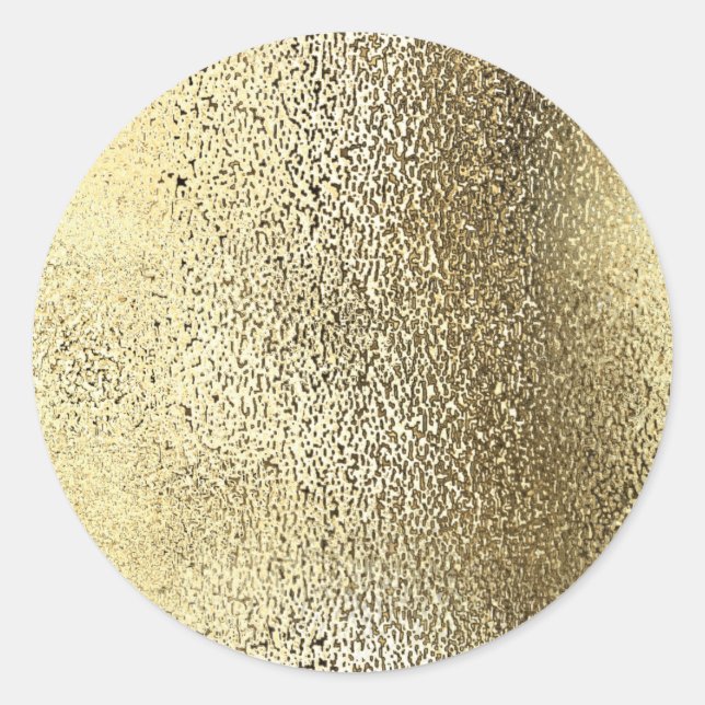 Simple Faux Gold Foil. Classic Round Sticker (Front)