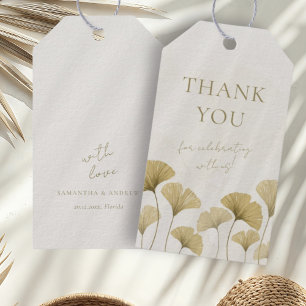 Simple Faux Gold Ginkgo Wedding Favour Gift Tags