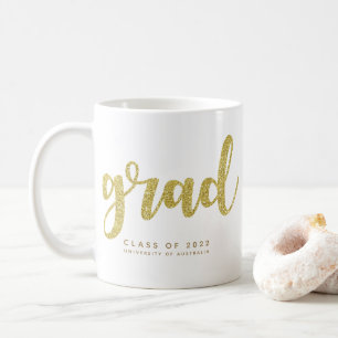Simple Faux Gold Glitter Grad Mug