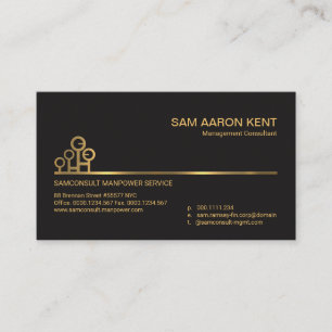 Simple Faux Gold Line Manpower Motif Consultant Business Card