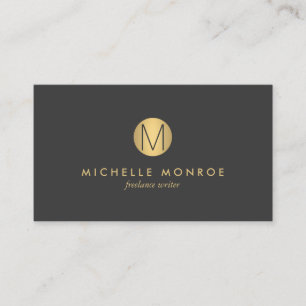 Simple Faux Gold Minimalist Monogram Business Card