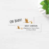 Simple Faux Gold Stork Insert Gift Registry Cards