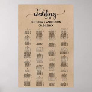 Simple Faux Kraft Alphabetical Seating Plan Poster