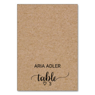 Simple Faux Kraft Calligraphy Escort Place Card