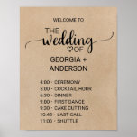 Simple Faux Kraft Calligraphy Order of Events Poster<br><div class="desc">This simple faux kraft calligraphy order of events poster is perfect for a rustic wedding. The minimalist design features an elegant brush script font and a lovely feminine heart on a faux kraft background. Customize the poster with the name of the bride and groom. Please note: This is not printed...</div>