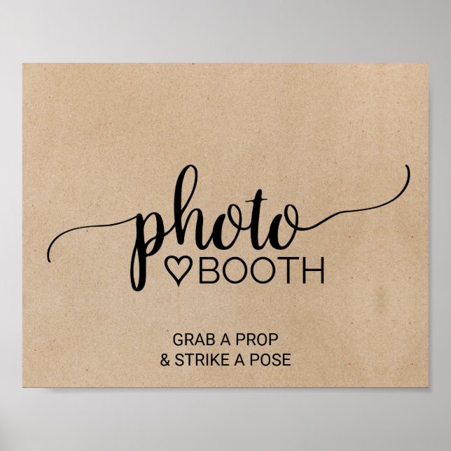 Simple Faux Kraft Calligraphy Photo Booth Sign (Front)
