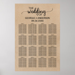 Simple Faux Kraft Calligraphy Seating Chart