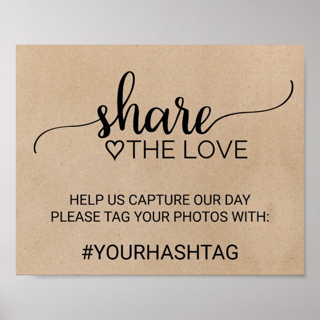 Simple Faux Kraft Calligraphy Share The Love Sign (Front)