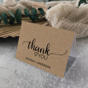Simple Faux Kraft Calligraphy Thank You Card