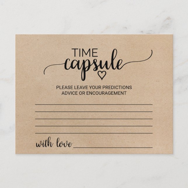 Simple Faux Kraft Calligraphy Time Capsule Cards (Front)
