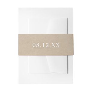 Simple Faux Kraft Date Wedding Invitation Belly Band