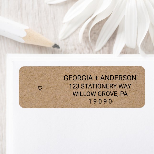 Simple Faux Kraft Heart Wedding Label (Insitu)