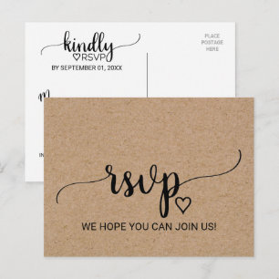 Simple Faux Kraft Menu Choice RSVP Postcard