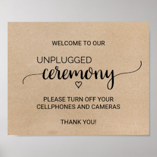 Simple Faux Kraft Unplugged Ceremony Sign