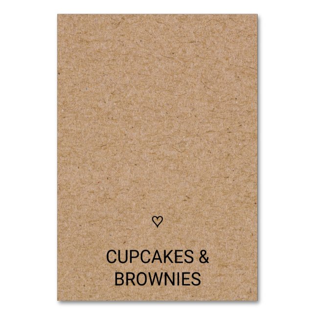 Simple Faux Kraft with Heart Food Tent Card (Front)