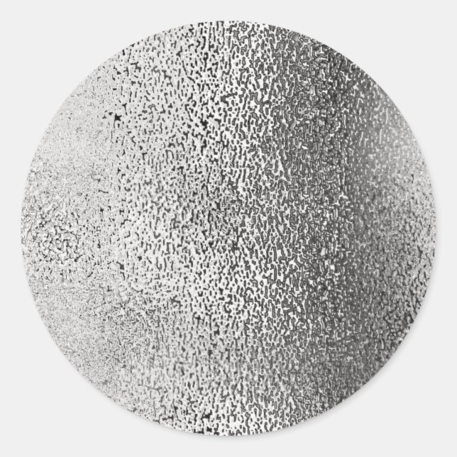 Simple Faux Metallic Silver. Classic Round Sticker (Front)