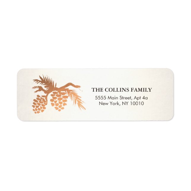 Simple Faux Rose Gold Pine Cone Holiday (Front)