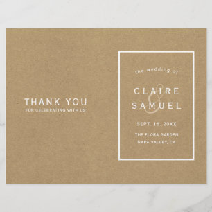 Simple Faux Rustic Kraft Wedding Program
