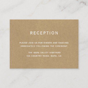 Simple Faux Rustic Kraft Wedding Reception Enclosure Card