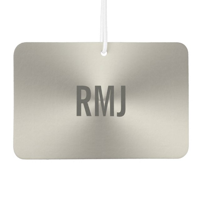 Simple Faux Silver Grey Monogram Air Freshener (Front)